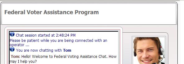 Direct Voter Assistance 24/7 Call Centers & Assistance Phone: US & 63 countries toll free DSN Online chat & email help