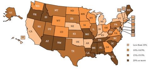 Percentage of State Population Living in a Dental Health Professional Shortage Area (HPSA): Oral Health Care Workforce Shortages/Maldistribution 6,000 additional dentists are needed to eliminate