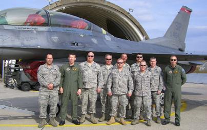 duty Air Force. 148th Fighter Wing F-16 conversion transfer team members (left to right): Tech. Sgt. Kurt Verville, Lt. Col. James Cleet, Lt. Col. Rob Roningen, Sr. Master Sgt. Brian Brown, Sr.
