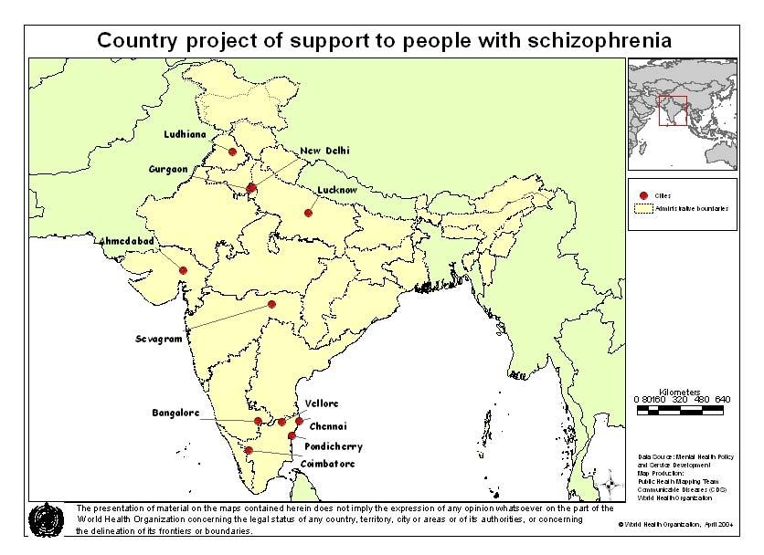 INDIA SUPPORT TO PEOPLE WITH SCHIZOPHRENIA Project Activities / Outcomes 1. Development, in local languages, of a manual for family intervention. 2.