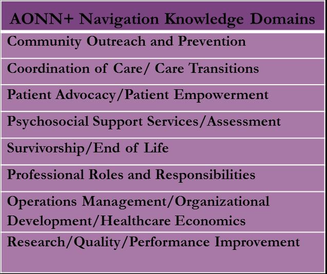 Standardized Navigation Metrics Project Results After completion of an extensive literature review, the task force developed 35 standardized metrics that focused on: The AONN+ Certification Domains