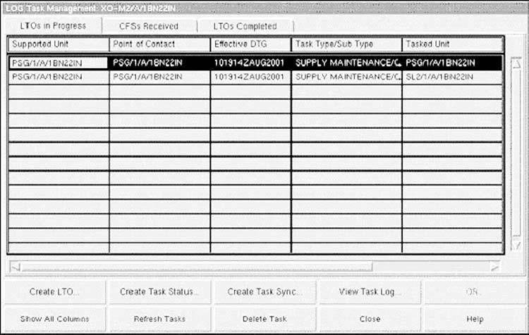 Figure 11-6. Logistics task orders (task management screen in FBCB2. b. Combat Service Support Control System.