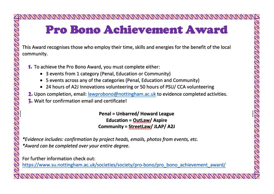 The Nottingham Pro Bono Society is proud to announce that we have been