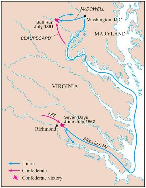 July 1861 First Battle of Bull Run Union army under Irvin