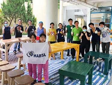 They also support Bradbury Hostel at Tai Mei Tuk, Hong Kong to paint furniture crafted from waste wooden pallets.
