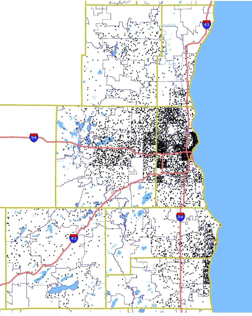 Location of Full-Time Job Openings in the Southeastern Wisconsin Region: 2009