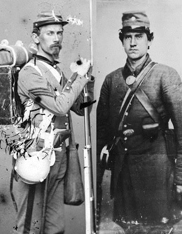 The Civil War divided Americans into two opposing nations. Union soldiers (left) fought fellow Americans and Confederate soldiers (right).