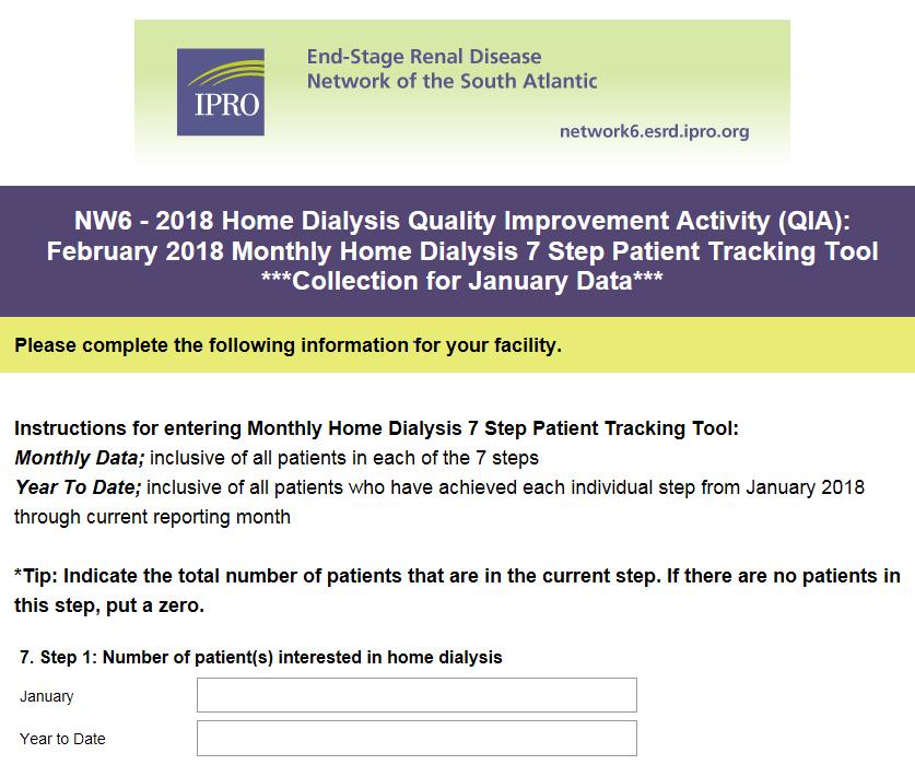 Network Tools, Resources and Planned Interventions Facility/Patient Educational Materials: Data Collection Tool for the 7 steps New Facility Poster on 7 Steps Home Therapies Resource Toolkit on