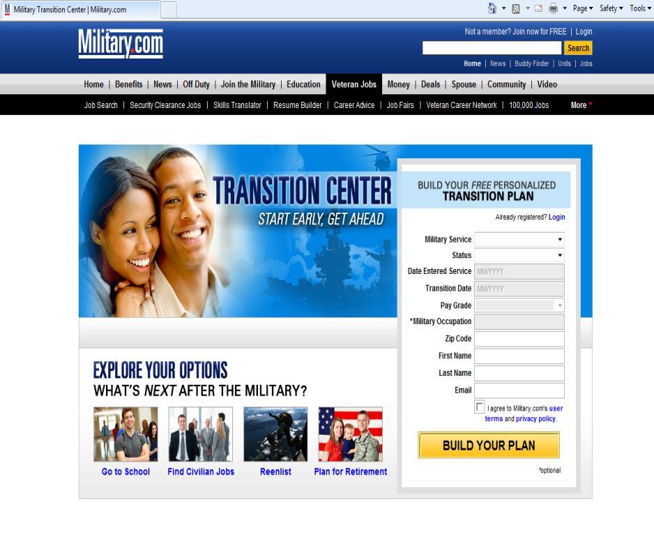 Military.com Transition Center Targeted military transition checklists, customized for the user s situation (retiring, separating, reserve/guard).