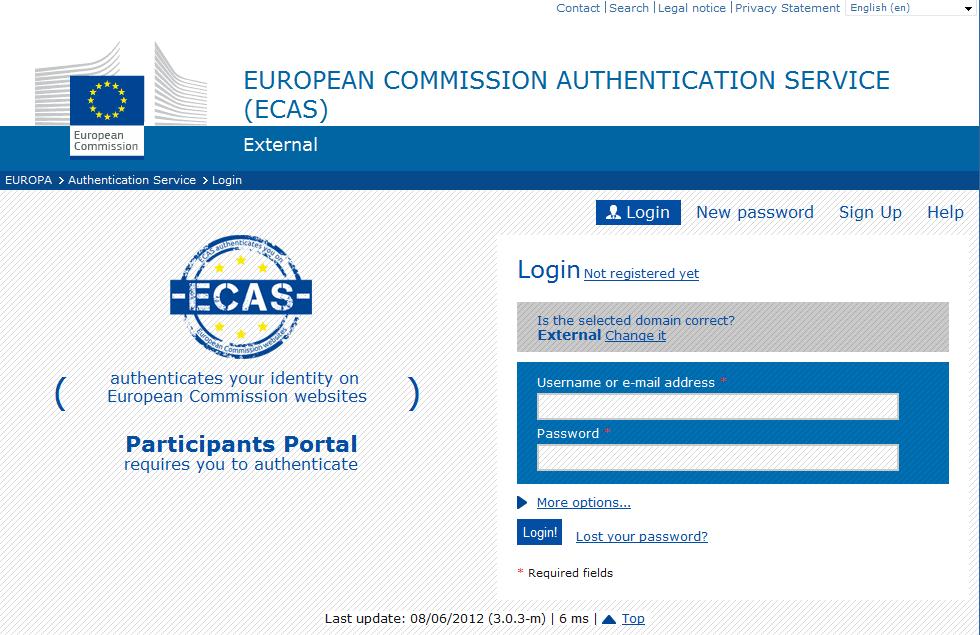 Log in with the European Commission Authentication