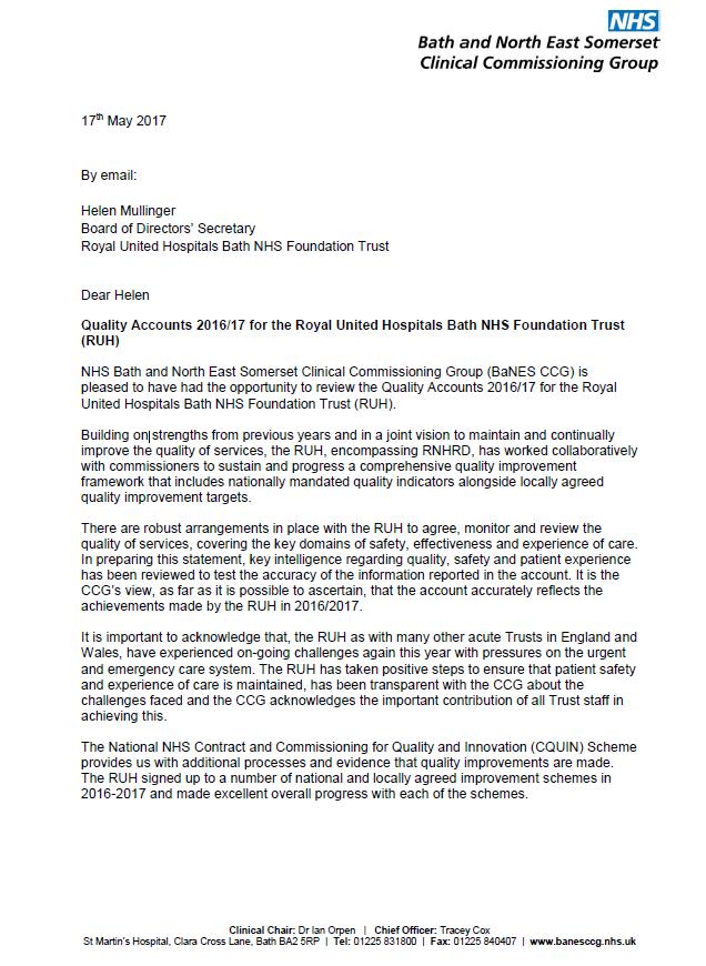 Bath and North East Somerset Clinical Commissioning Group Response to