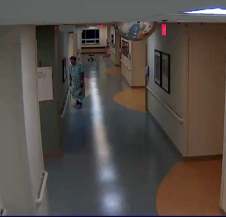 Surveillance image showing the decedent turning into