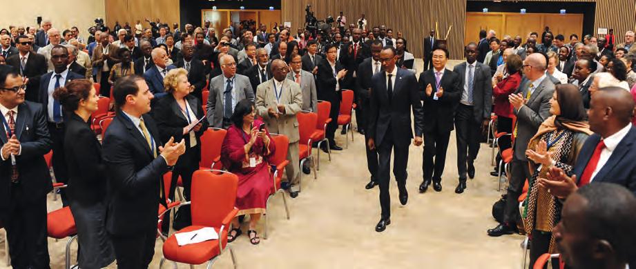 CONTENTS Rwandan president Paul Kagame arrives at the opening ceremony of the Academy s 27th General Meeting with TWAS President Bai Chunli and Rwandan Education Minister Musafiri Papias Malimba.