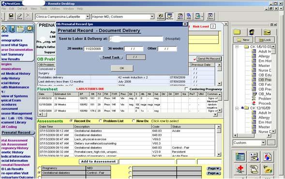 This is a screen shot of the report that we run out of our EMR to send information to the hospital.