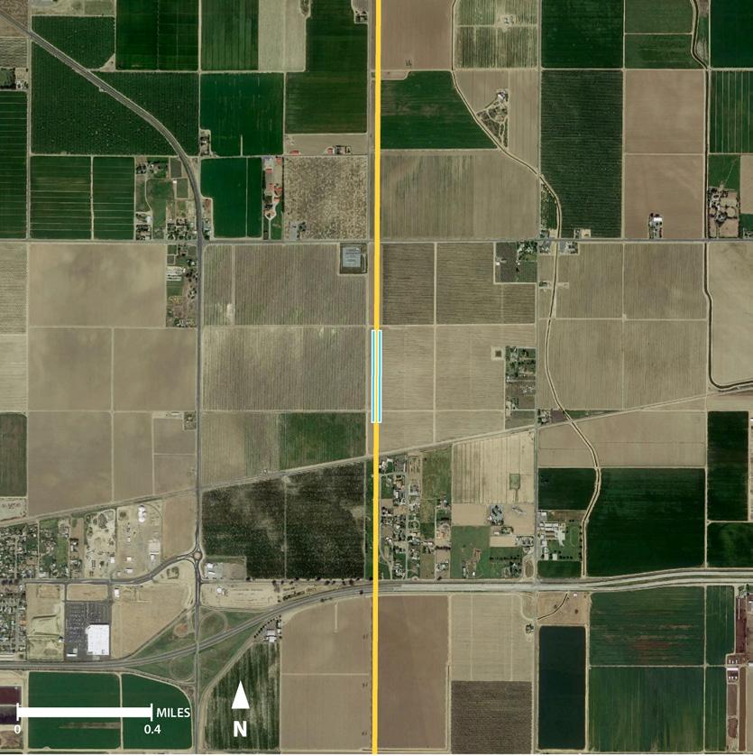 The Kings/Tulare station is east of the City of Hanford, near the intersection of highways 98 and 43. Within a 1-mile radius of the proposed station, there are about 2,000 residents and 600 jobs.