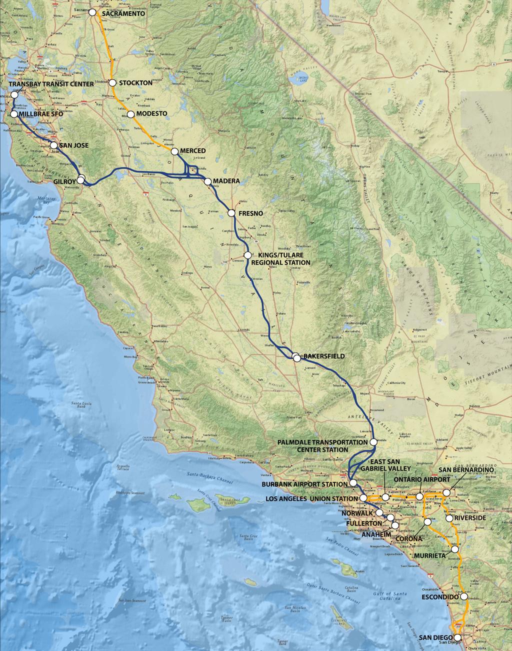 N FIGURE 1 California s High-Speed Rail System High-speed rail will connect cities across California in two phases.