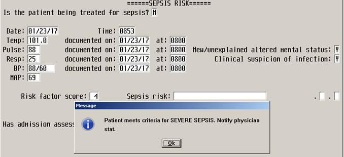 Sepsis Identification Nursing Documentation Nursing Sepsis Admission & Shift Assessments