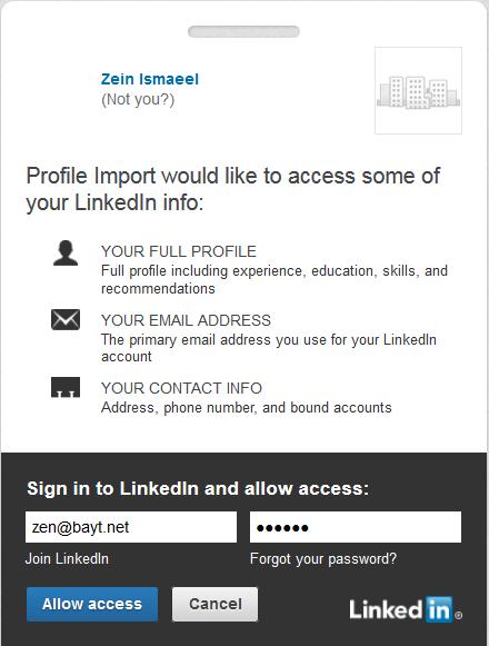 Option 3: Import from LinkedIn