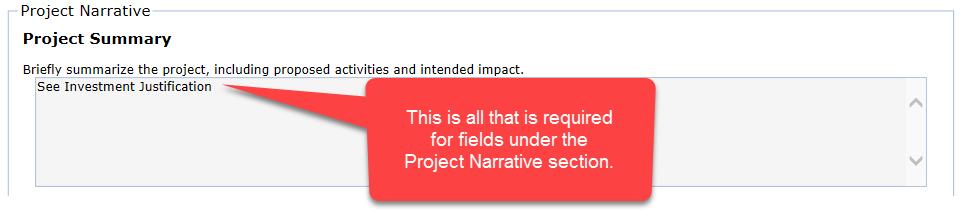 egrants- Narrative Tab Specific project information used for funding considerations will