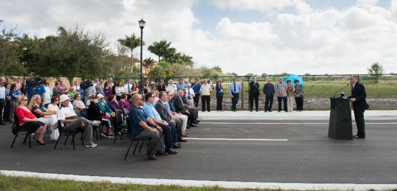 Commissioner Bovo along with Miami-Dade County Mayor Carlos Gimenez, Town of Miami Lakes Mayor Wayne Slation, and the Town of Miami Lakes Council attended the grand opening ceremony for the NW 87th