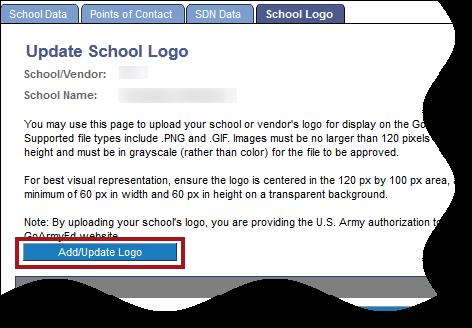 School Logo Reminder-Christina Milne, Ruth Perez School Point Of Contacts (POC) can upload a school logo image using the school profile page. By uploading your school s logo, you are providing the U.