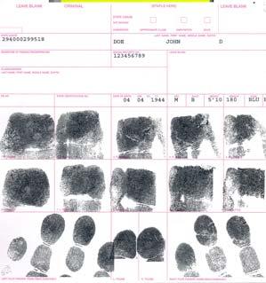 A 10-print card is a card usually 8 x 8 which has a permanent set of an individual s fingerprints on it.