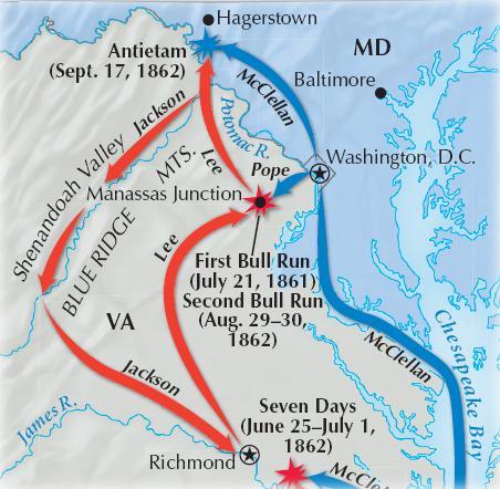 In the East In July 1861, the battle was fought in Manassas, Virginia, outside of Washington, DC.