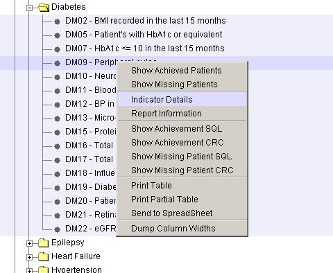 4. Indicator Details - Finding which section of a report a patient appears in This section relates to the QOF Indicator Reports available by selecting Reporting>QOF Indicators from the Main Menu.