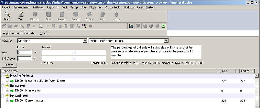 Selecting 'Indicator Details' from the right-click menu presents you with the screen below (Fig 4.2). Fig 4.2 If you are investigating a patient that you expect to see on this report, then: 1.