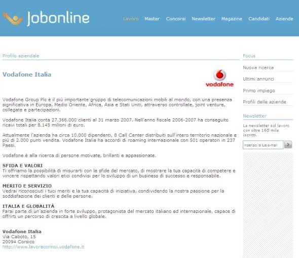 Visibility Tools Company profile Jobonline s newsletter The company profile is linked to the corporate site (usually to the page career) to collect spontaneous application The company profile can
