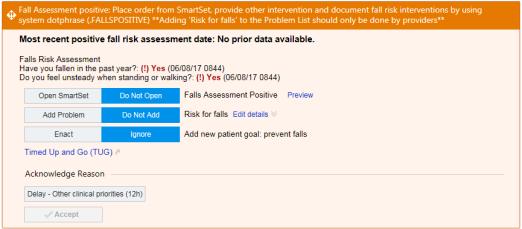 Falls Risk Assessment (Watch Measure) Denominator: Patients, age 65 and older at visit, seen in the last 18 months back; Numerator: Patients who were screened for future fall risk at least once in