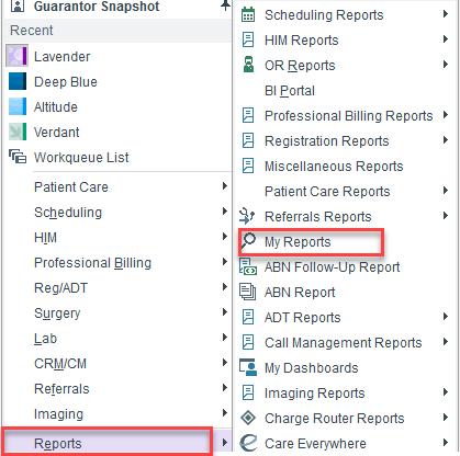 Type My Patient Panel in the search box, and press Enter. 4. Hover your mouse over the My Patient Panel report. a. If you are running this report for yourself, click Run.