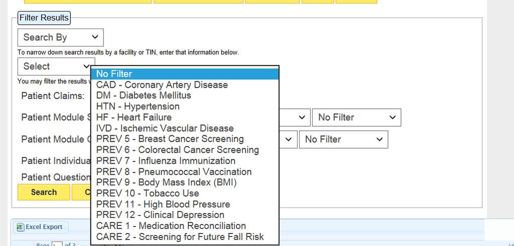 Filters: Patient Claims = Claims Data Available for this patient to assist in