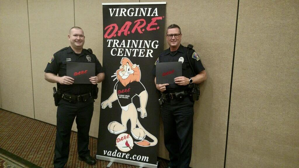 Congratulations to Officer Skelton and Officer McQuage for completing D.A.R.E. School. Launched in 1983, D.A.R.E. is a comprehensive K-12 education program taught in thousands of schools in America and 52 other countries.