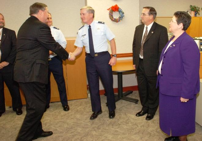 2 February 2009: The Honorable Michael B. Donley, Secretary of the Air Force, visited AFIOC. Squadron award for outstanding instruction in information operations and cyberwarfare.