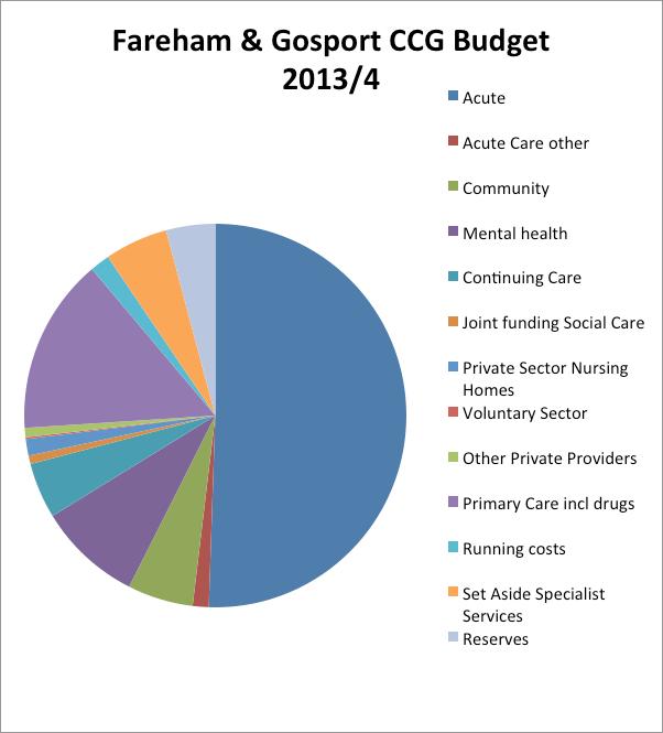 How the money is spent Annual Budget Fareham and Gosport CCG has received 208 million from the government to buy hospital and community health services for local people.