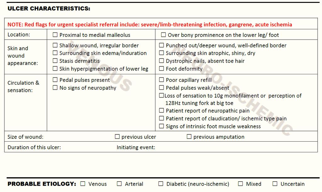 The referral form was designed by physicians to assist with differentiating venous and diabetic