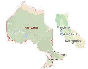 mi² Ontario is 37% smaller than