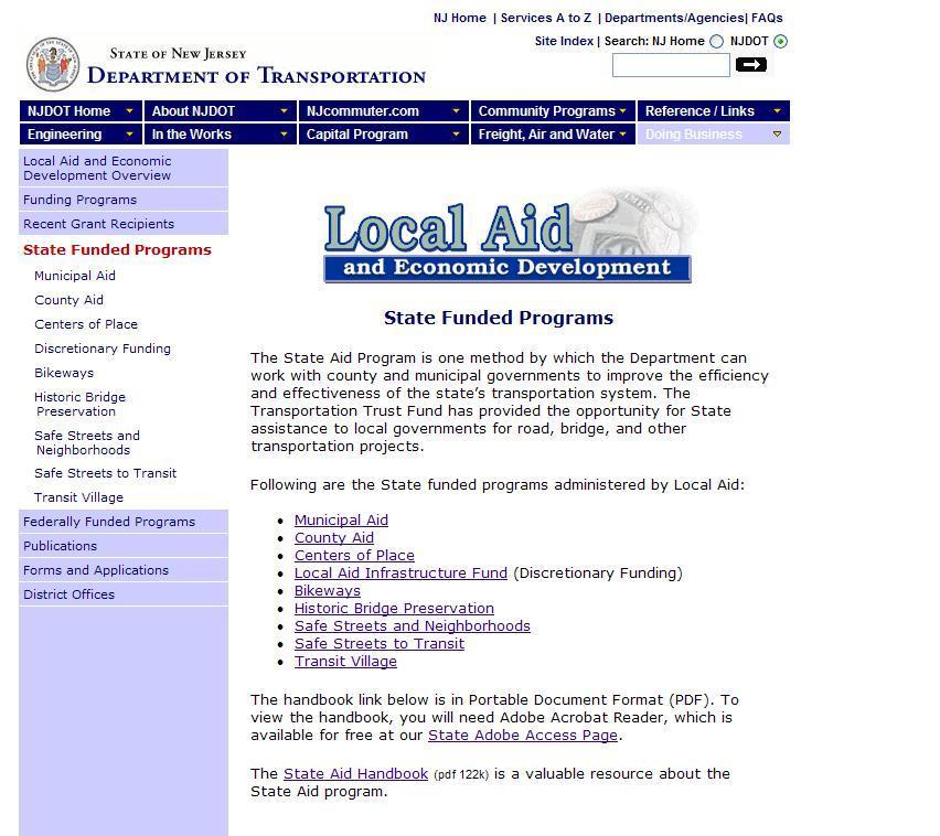 Local Aid Website www.state.nj.