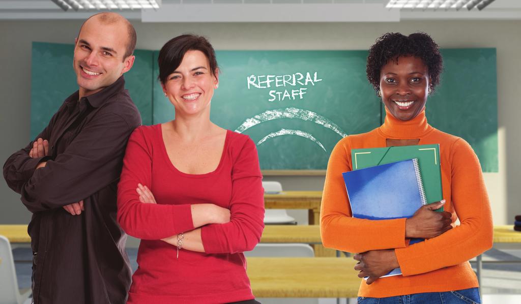 Core Component 2: Referral Staff Overview A core element of a referral system is selecting the school personnel charged with recognizing adolescents in need of SHS and referring them to care.