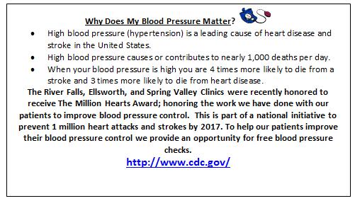 We have challenged our staff to use every patient encounter as an opportunity to recheck blood pressures
