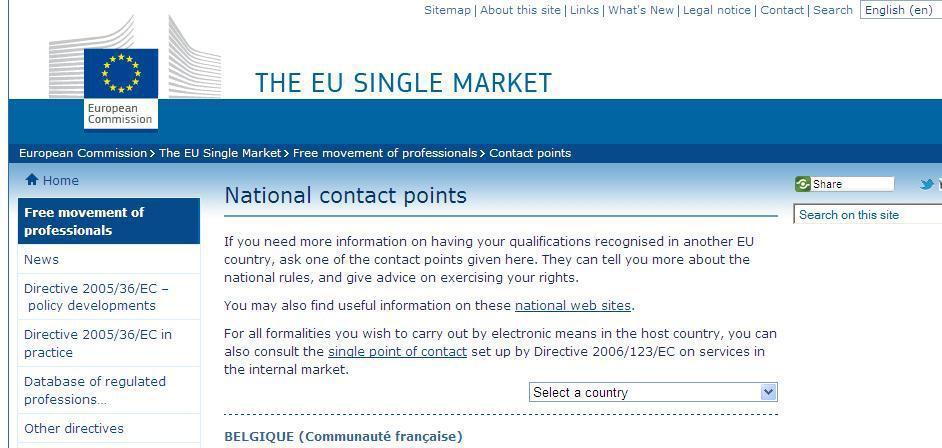 List of National contact points http://ec.europa.