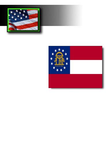 State Flag Georgia adopted its current flag in 2003. The flag has 3 red-andwhite stripes and the state coat of arms on a blue field in the upper left corner.