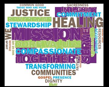 The context for the sacred work we do Mission Vision Core Values We, Trinity Health, serve together in the spirit of the Gospel as a compassionate and transforming healing presence within our