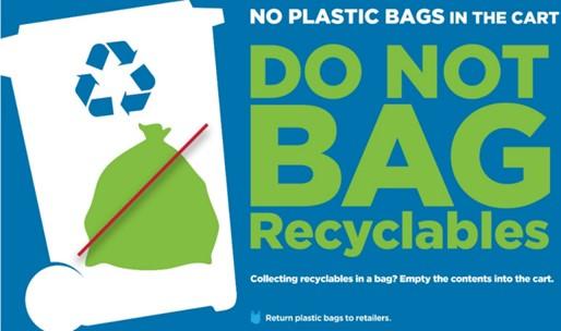 Plastic Bag Announcement Did you know? Plastic bags of any kind should not be placed in your recycling toter!