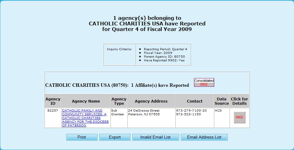 The Agency Profile screen appears, as depicted in Section 9.2.1. 26. To view the HUD-9902 form for an agency, click the 9902 hyperlink. The HUD-9902 form appears. 27.