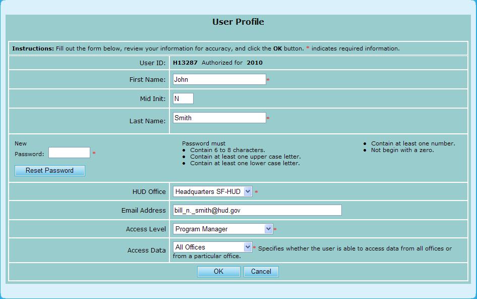 9.0 Program Manager Figure 275. PM User: User Profile 7. To view a list of all users for all offices, Click the HUD Office dropdown field found in the Search function, and select All.