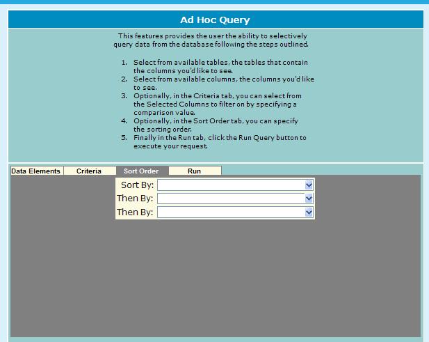 Optionally, click the Sort Order to determine how you would like your result set sorted.