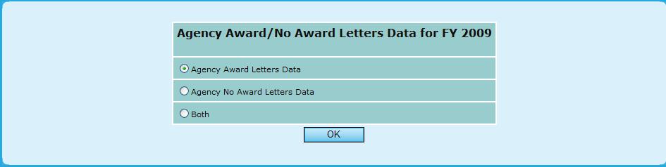 9.7.1 Agency Award/No Award Letter 9.0 Program Manager This is the official announcement to each application stating the results of the grant processing. These letters use the merge function.
