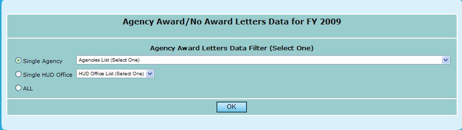 Click the Agency Award/No Award Letters Data hyperlink, the Agency Award/No Award Letters Data for 20